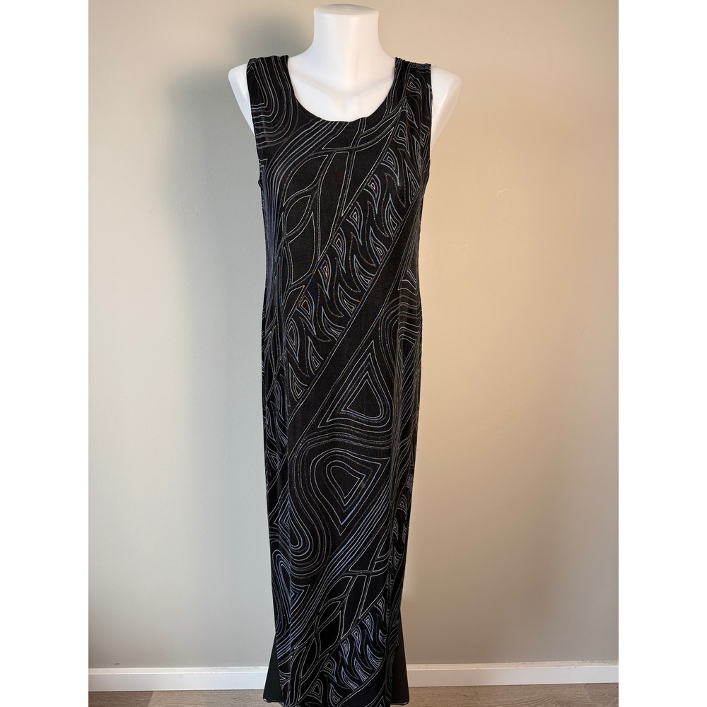 Artex Collection Vintage Sleeveless Maxi Dress Medium Abstract Glitter‎ Y2K Goth